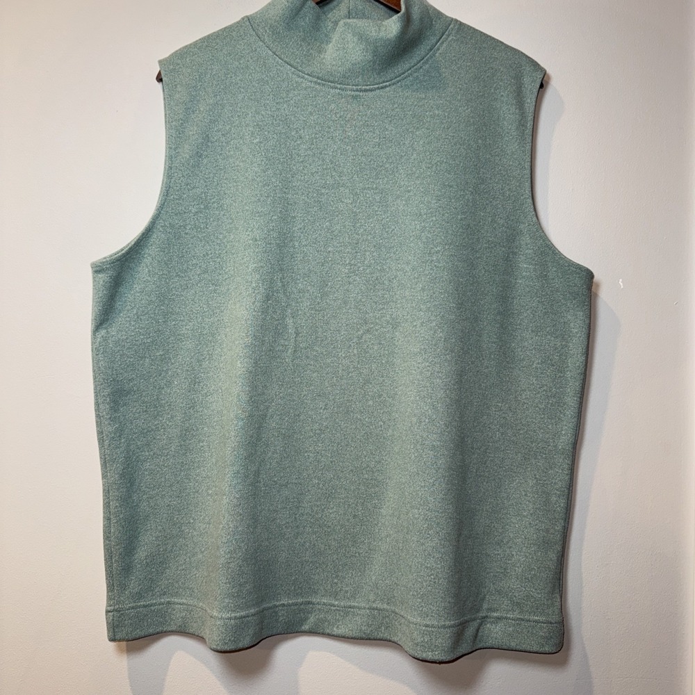 Vintage Company Ellen Tracy Top Tank Women's 1X Green Mock Sleeveless EUC Knit‎